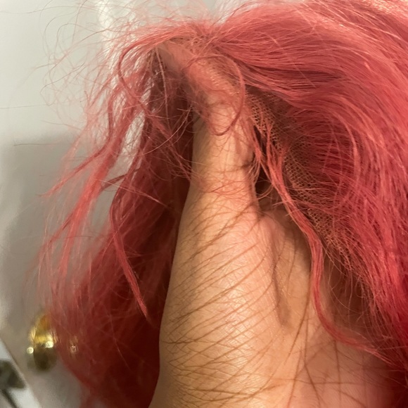 Red human hair wig - Picture 5 of 6